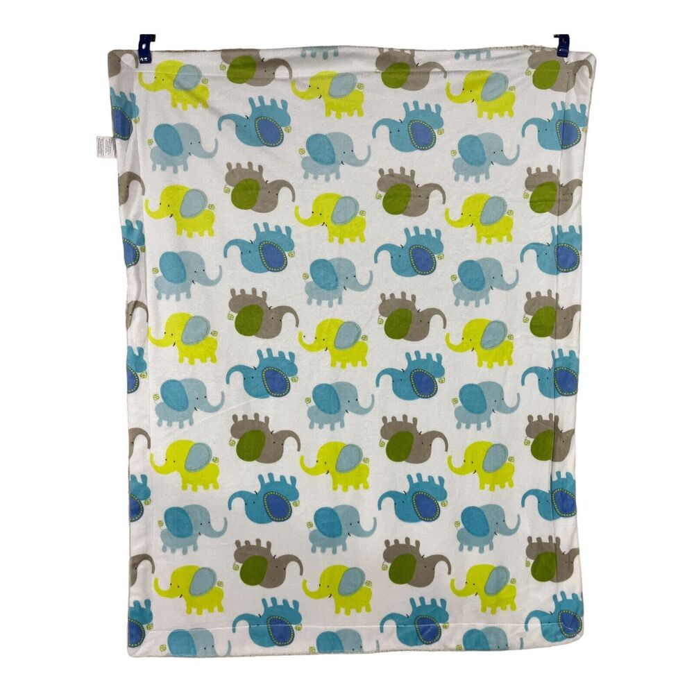 Elephant Baby Blanket Sherpa Green Blue Gray Sam Salem & Son Blankets & Beyond